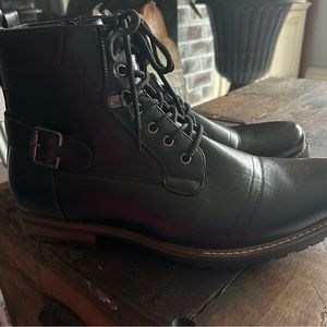 Bruno Marc New York Philly-5 Leather Lace Boots With Side Zipper Size 13 New